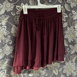 Maroon silk flower underlined skirt